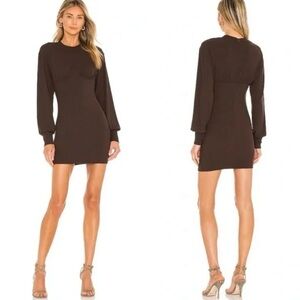 Revolve x Superdown NWT XXS Tina Underwire Chocolate Brown Ribbed Mini Dress